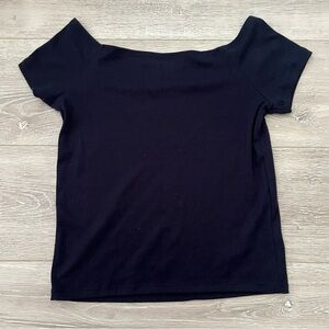 Hollister Navy Black Off-Shoulder Tee